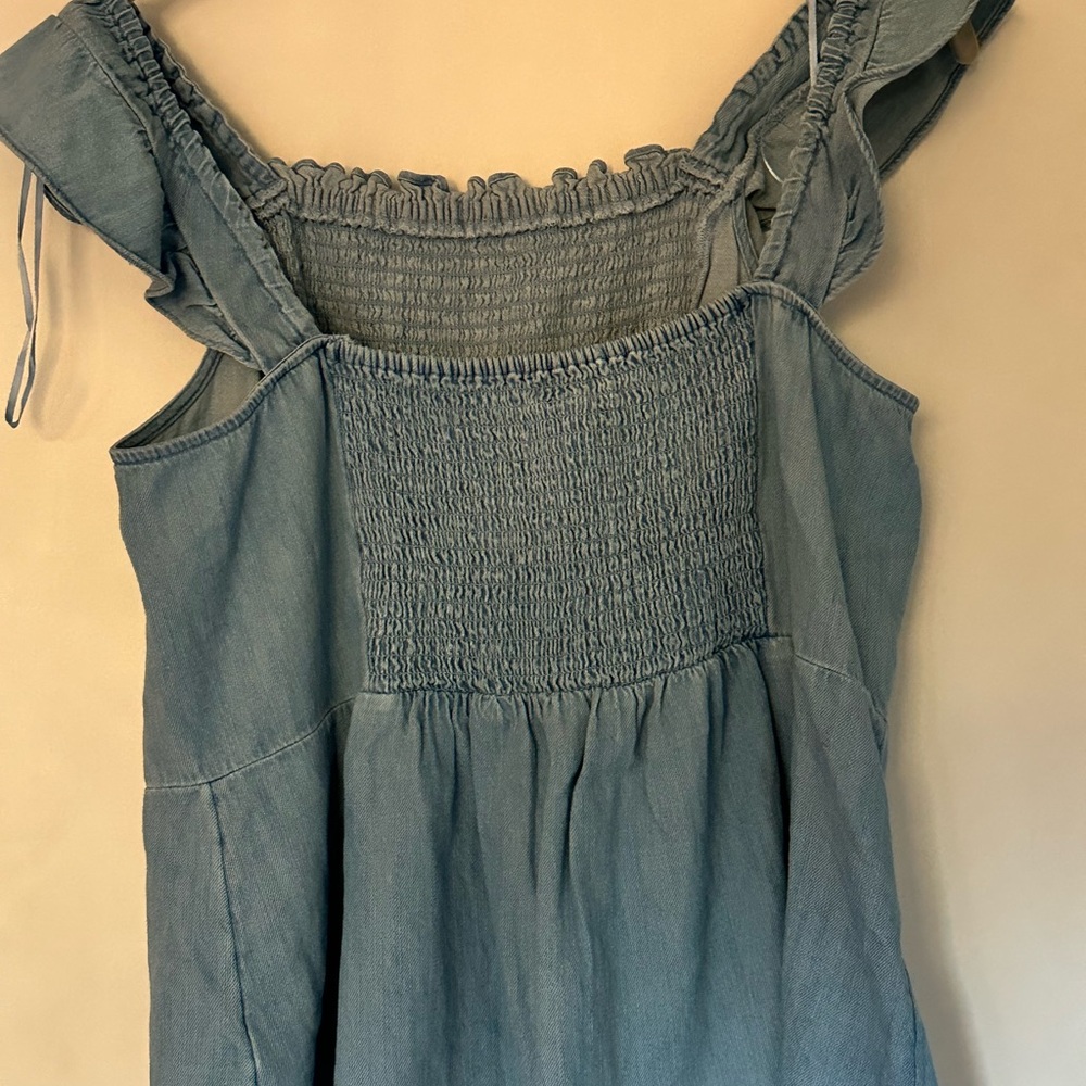 Old Navy Blue Smocked Ruffle Tank Top